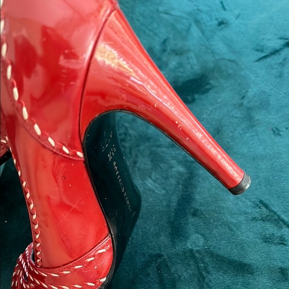 Bottega Veneta Red Mary Jane Heels Size 8 - Picture 8 of 12